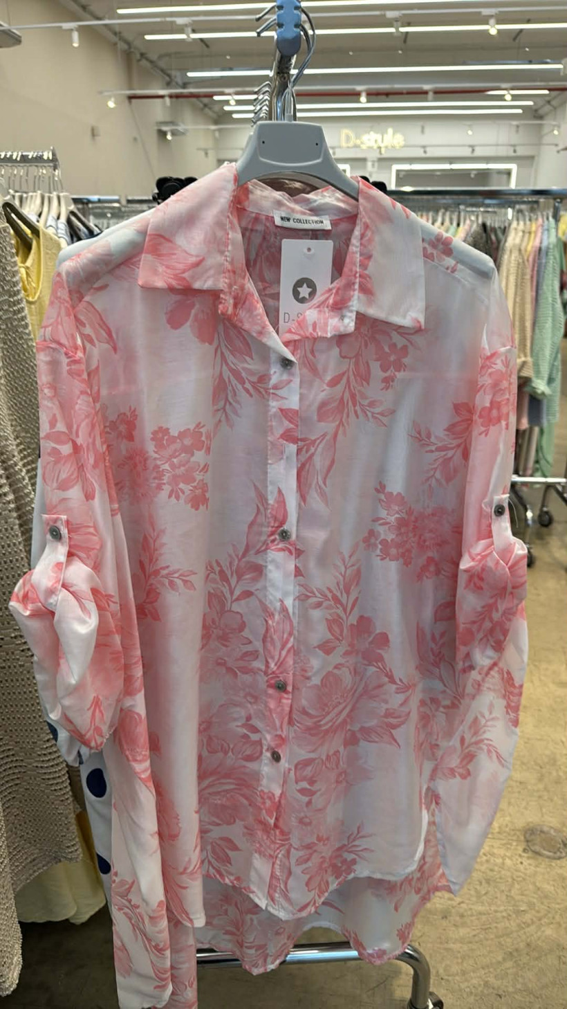 Italia nr 12 - Koszula oversize w kwiaty - 21163 - koral