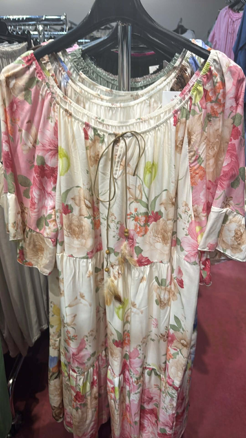 Italia nr 12 - Sukienka hiszpanka wzór kwiaty - 83489 - różowa