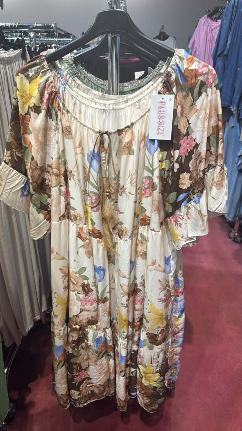 Italia nr 12 - Sukienka hiszpanka wzór kwiaty - 83489 - czekolada