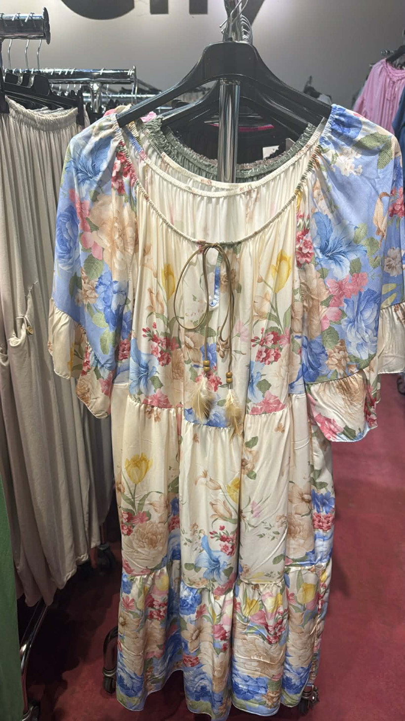 Italia nr 12 - Sukienka hiszpanka wzór kwiaty - 83489 - niebieska