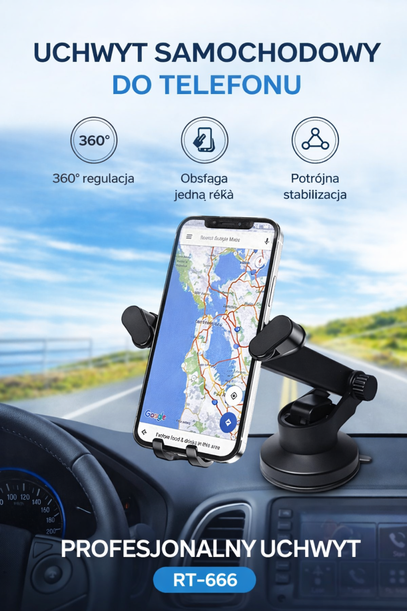 Uchwyt samochodowy na TELEFON obrotowy 360
