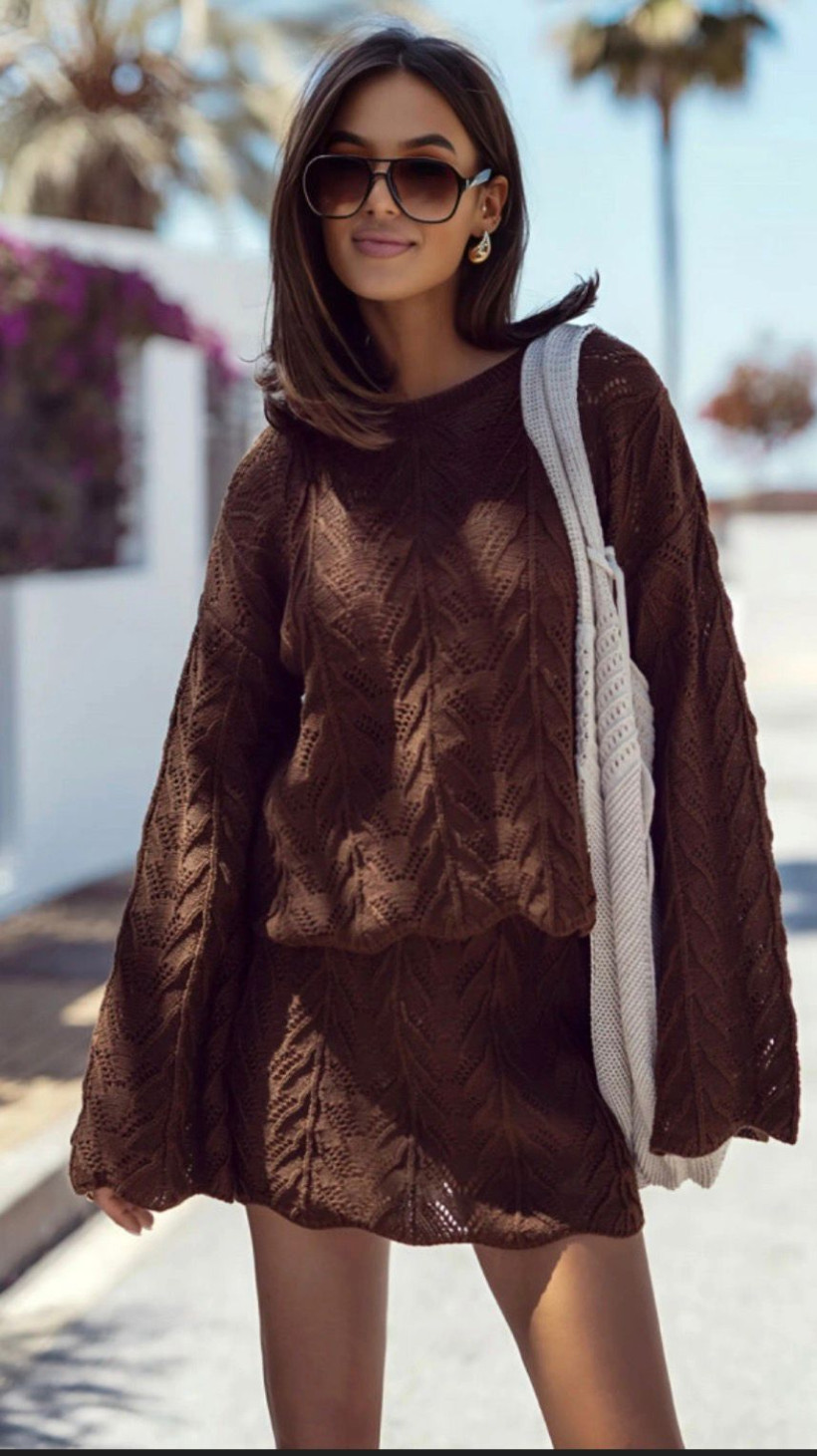 KOMPLET DZIANINA MLECZNA CZEKOLADA UNI SEMPRE