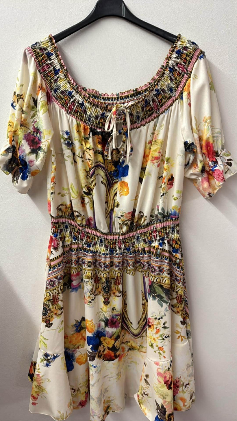 Italia nr 12 - Sukienka / hiszpanka wzorzysta Wł. 2792 - śmietankowa