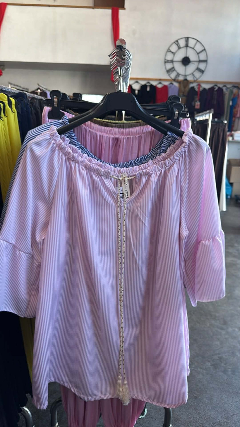 Italia nr 12 - Bluzka hiszpanka w paski - Wł. 28690 - róż