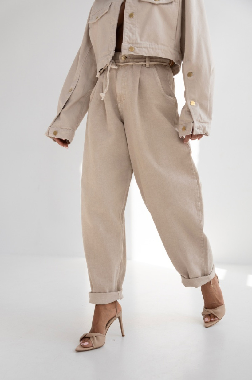 SPODNIE DENIM ECRU SEMPRE