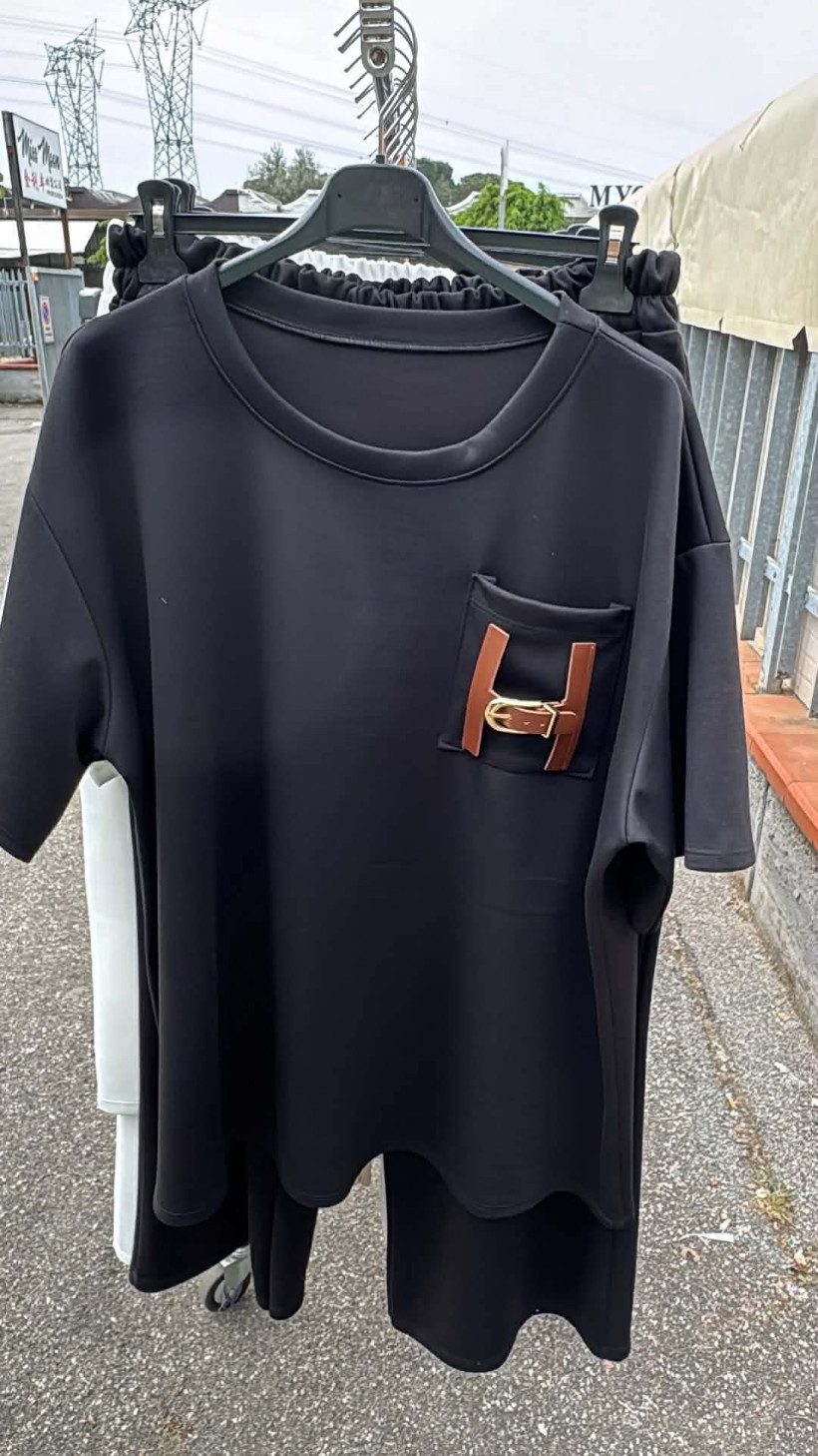 Italia nr 12 - Komplet jednokolorowy - szersza nogawka - 24576 / 24577 - czarny