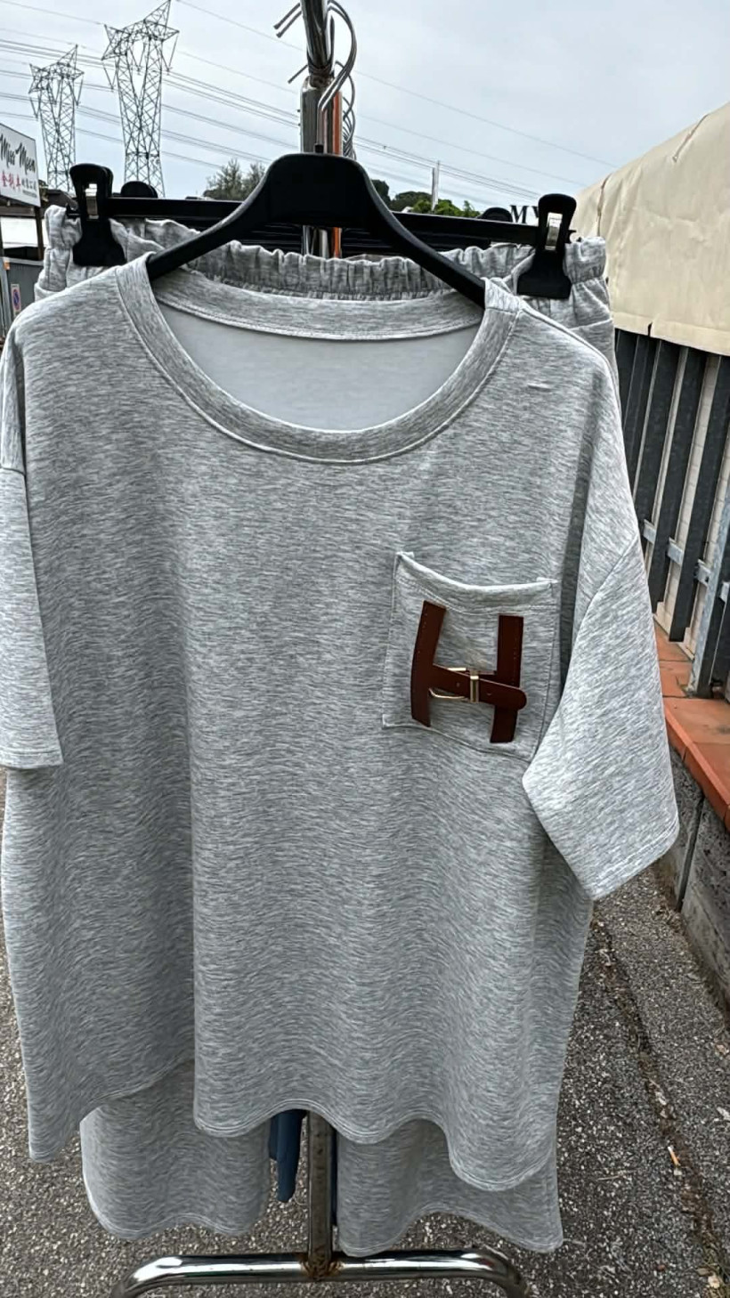 Italia nr 12 - Komplet jednokolorowy - szersza nogawka - 24576 / 24577 - siwy