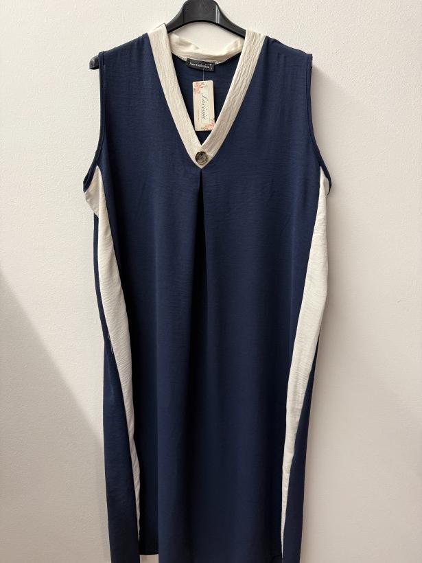 Italia nr 12 - Sukienka   jednokolorowa  - biały lampas Wł. 16314 - granat