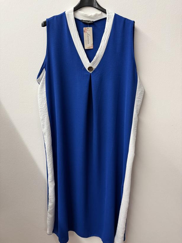 Italia nr 12 - Sukienka   jednokolorowa  - biały lampas Wł. 16314 - chaber