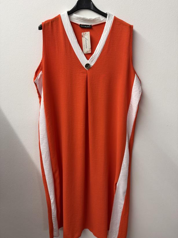 Italia nr 12 - Sukienka   jednokolorowa  - biały lampas Wł. 16314 - pomarańcz