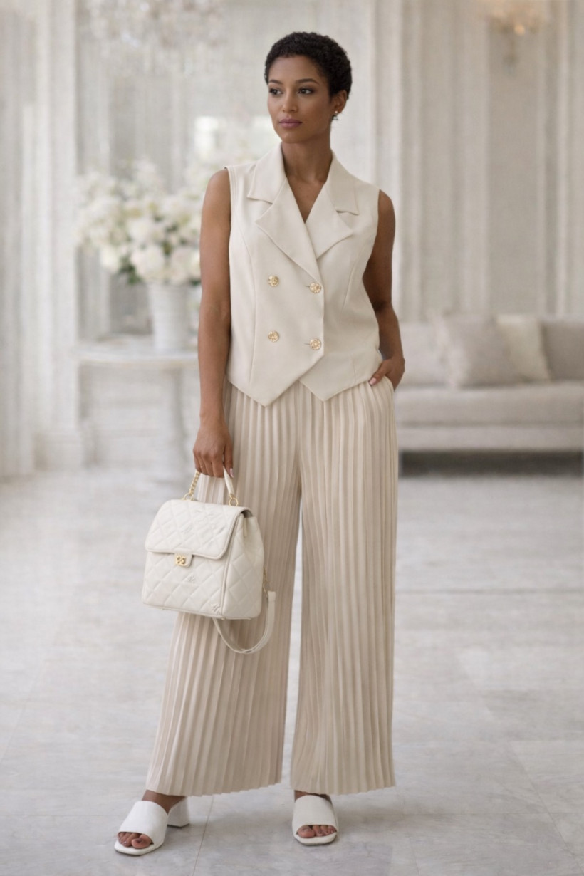 Komplet plisa ecru (prawie biały)