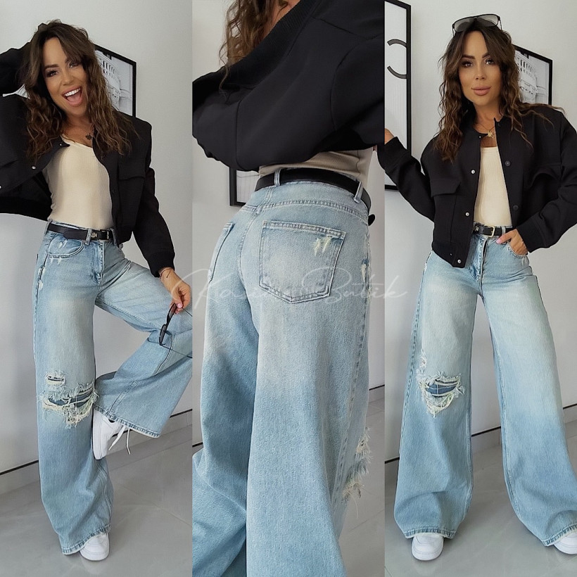 Jeansy Palazzo I8 Niebieskie