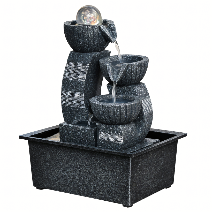 Fontanna stołowa ozdobna ogrodowa na stół dekoracyjna Led 30x15,5x21 cm