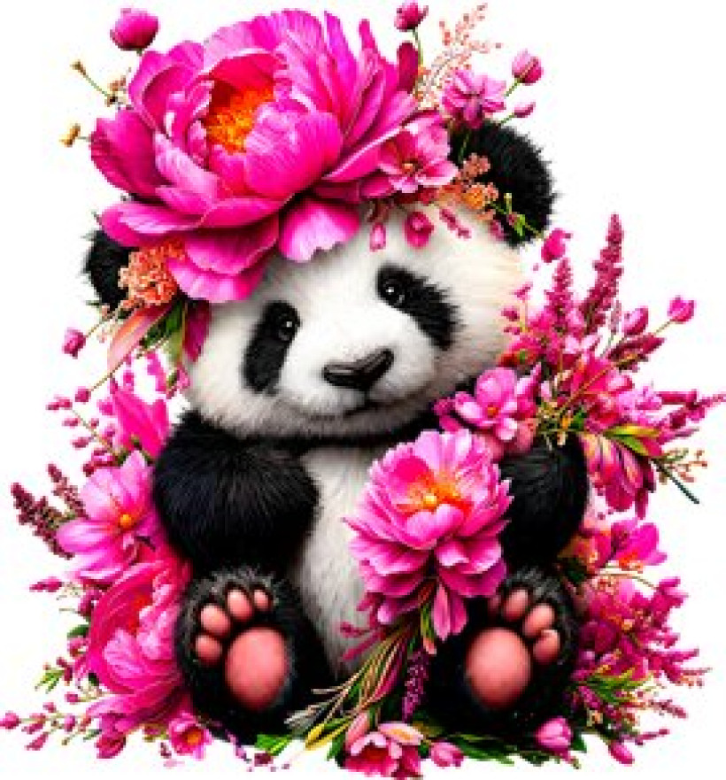 ZA T-shirt BIAŁY -  Panda kwiaty