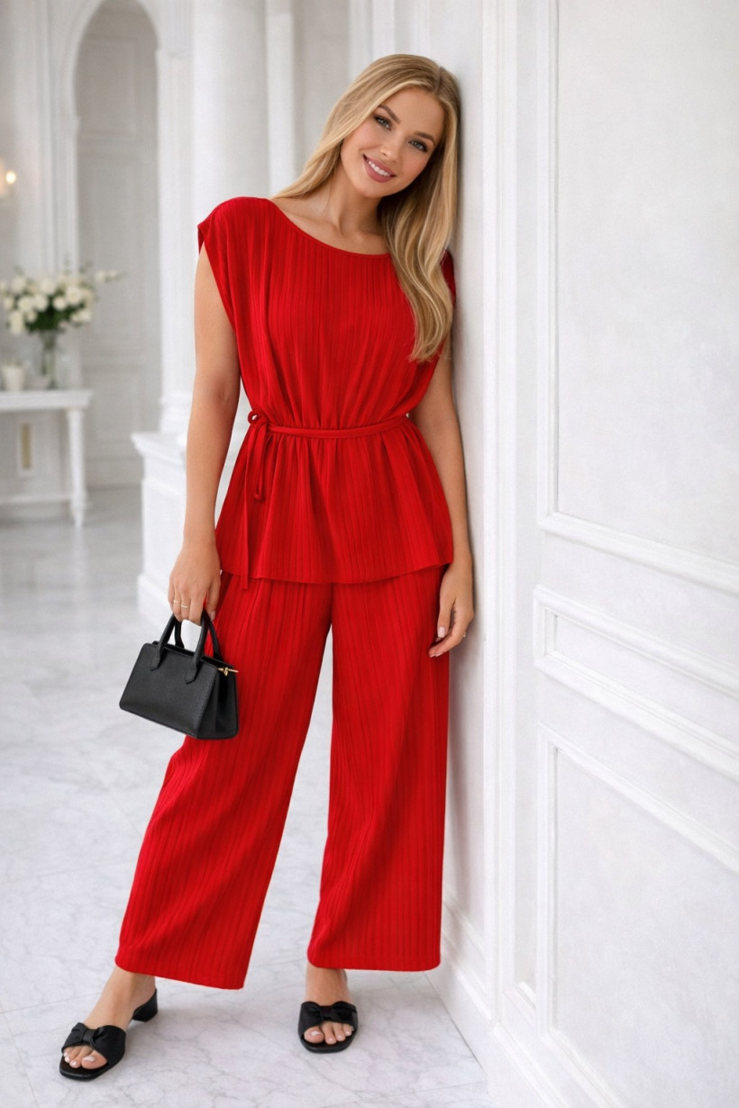 Komplet Verona marszczony czerwony