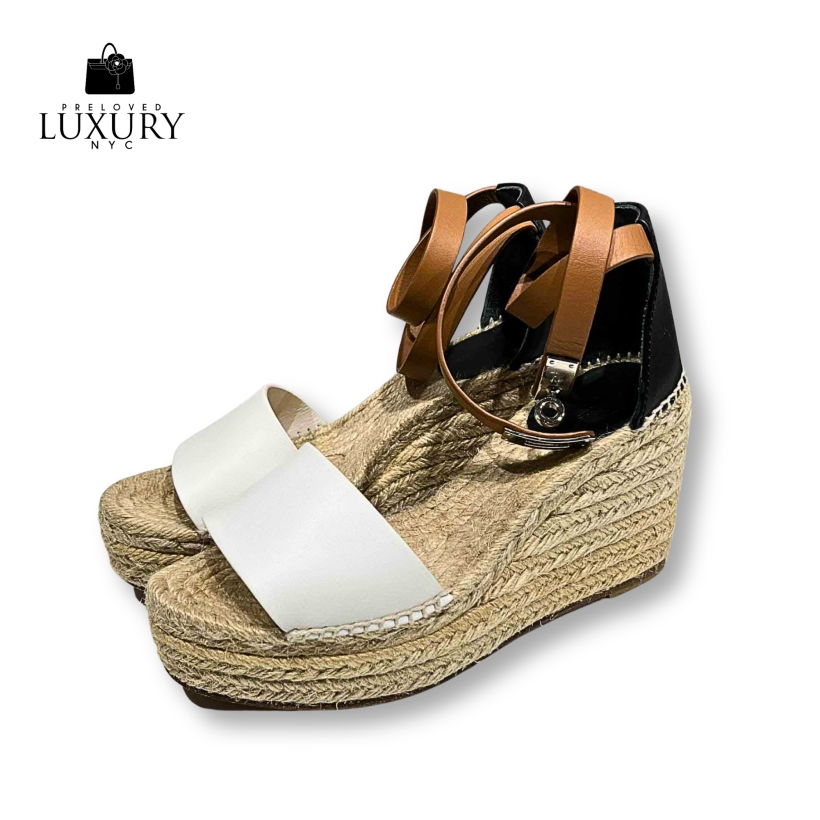 LOUIS VUITTON Tivoli Leather Wedge Sandals, Size: 37