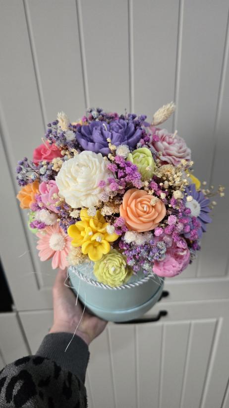 Box flowerbox świece sojowe prezent upominek urodziny 