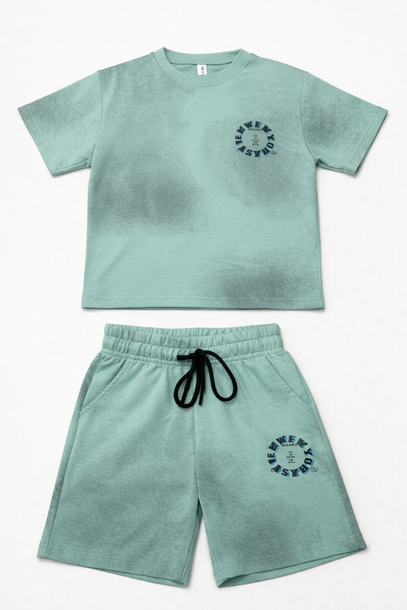 Komplet 2cz T-shirt  NEW YORK spodenki KD-2054-MIĘTA