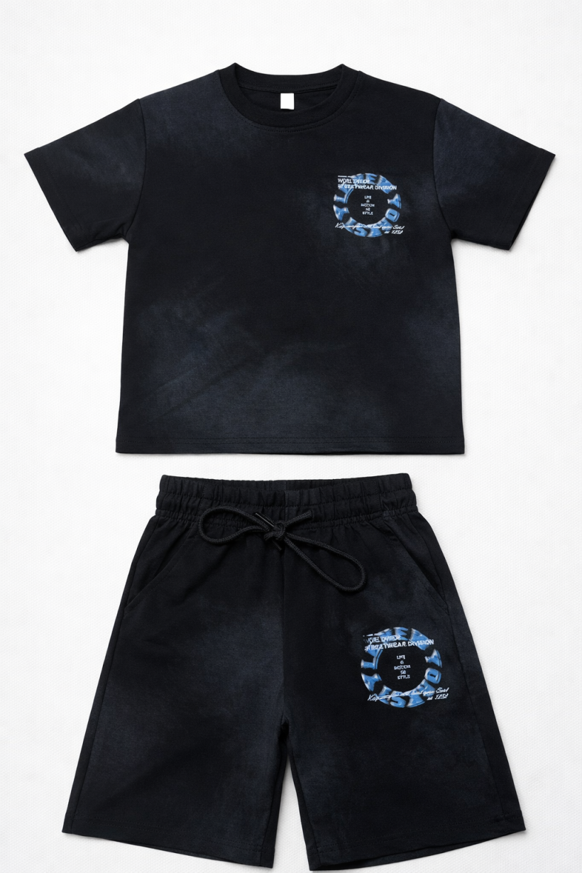 Komplet 2cz T-shirt  NEW YORK spodenki KD-2052-CZARNY