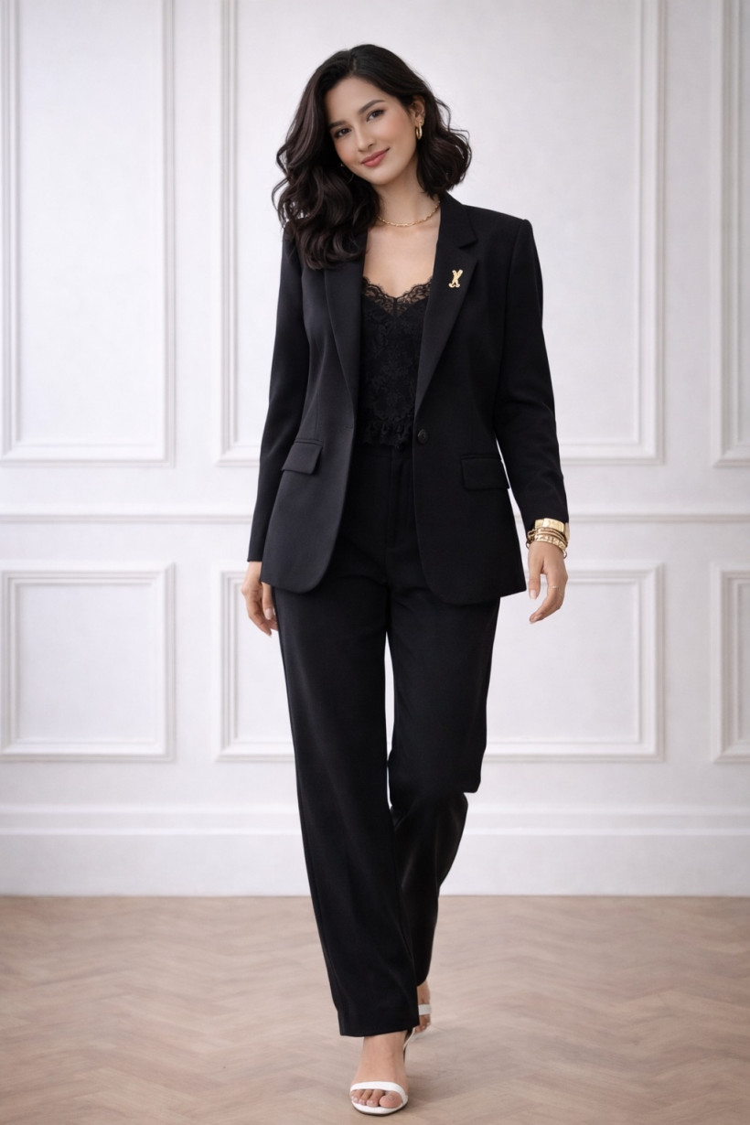 Komplet marynarka masełko czarny