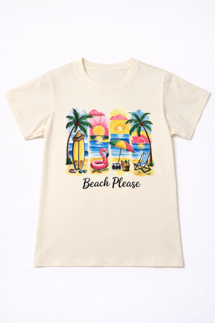T-shirt PLAŻA DT-60101- JASNY  BEŻ