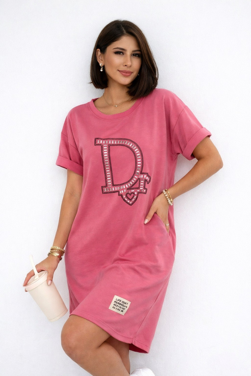 Tunika DR masełko z kieszeniami różowa  