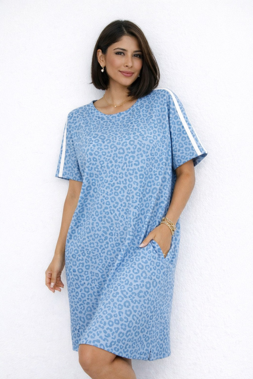 Tunika Leopard z kieszeniami niebieskie 