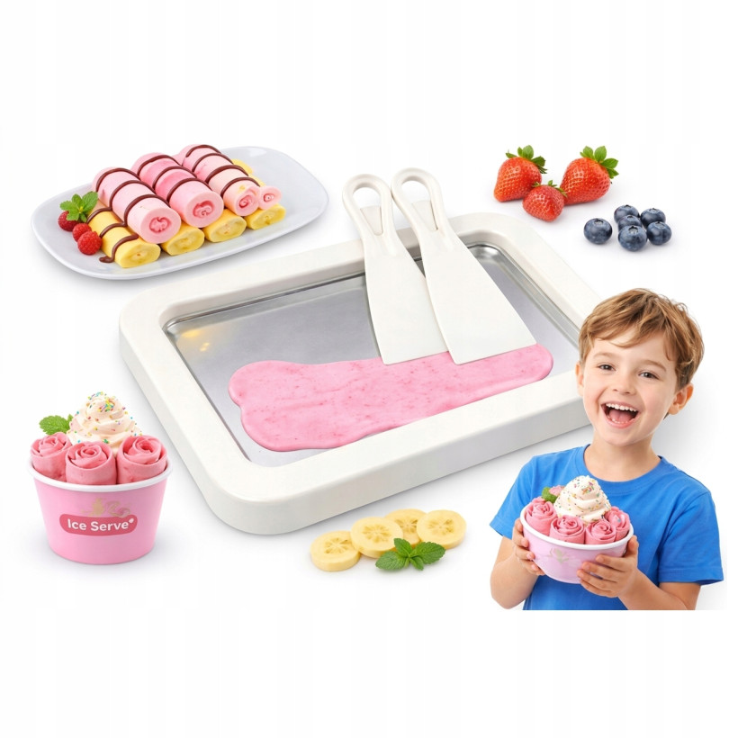Maszyna taca  do robienia lodów tajskich jogurtów deserów na zimno