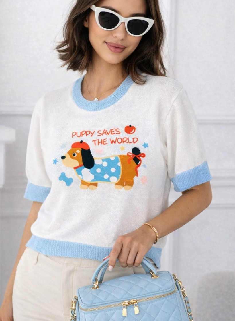 Sweterek jamnik niebieski