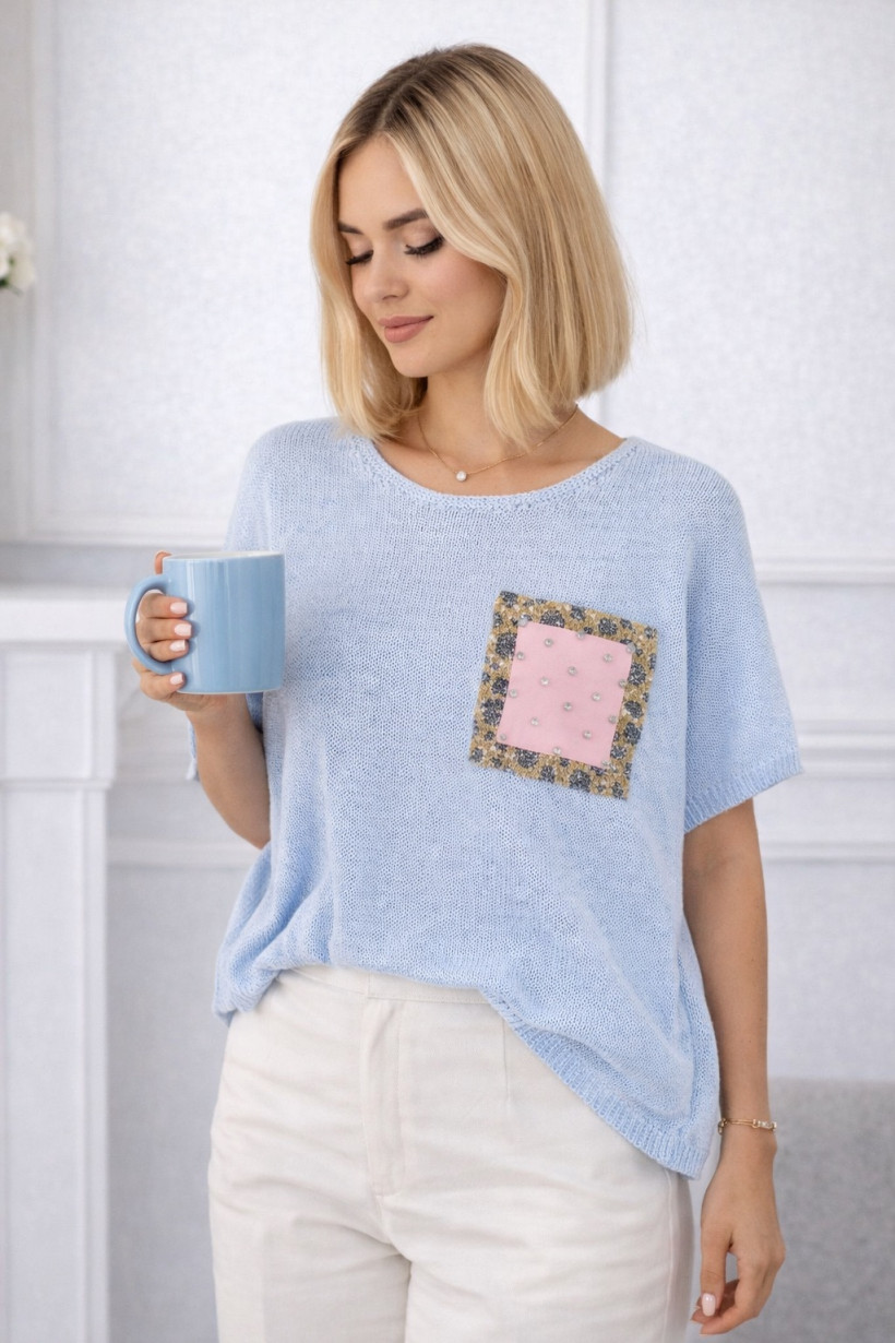 Sweter Ażur niebieski 