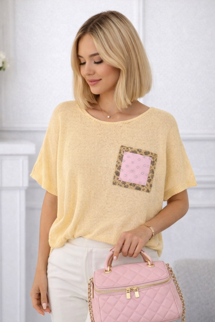 Sweter Ażur żółty