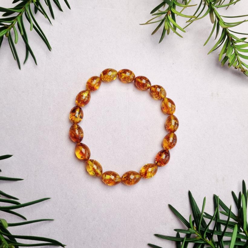 Bransoletka z Bursztynu Bałtyckiego, Fasetowane Owalne Koraliki w Kolorze Koniaku, Ręcznie Szlifowana Biżuteria Naturalna, Prezent dla Niej