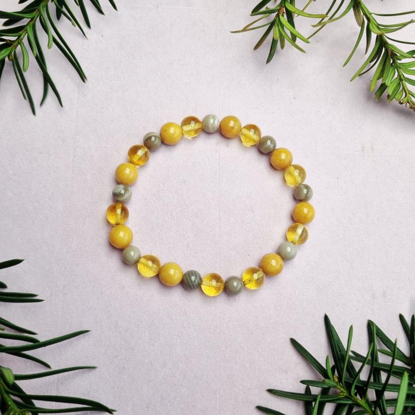 Bransoletka z Naturalnego Bursztynu Bałtyckiego, Żółty i Mleczny Bursztyn, Minimalistyczna Biżuteria Handmade, Prezent dla Niej