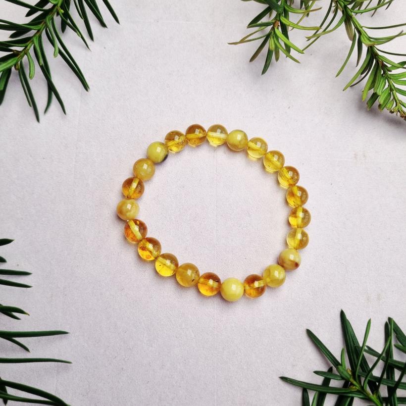 Ręcznie robiona bransoletka z naturalnego bursztynu bałtyckiego, miodowe i cytrynowe koraliki, unikalny prezent dla niej