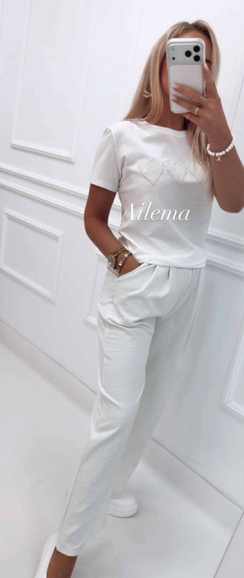 Zwiewne spodnie szeroka nogawka FF521 guma w pasie minmin