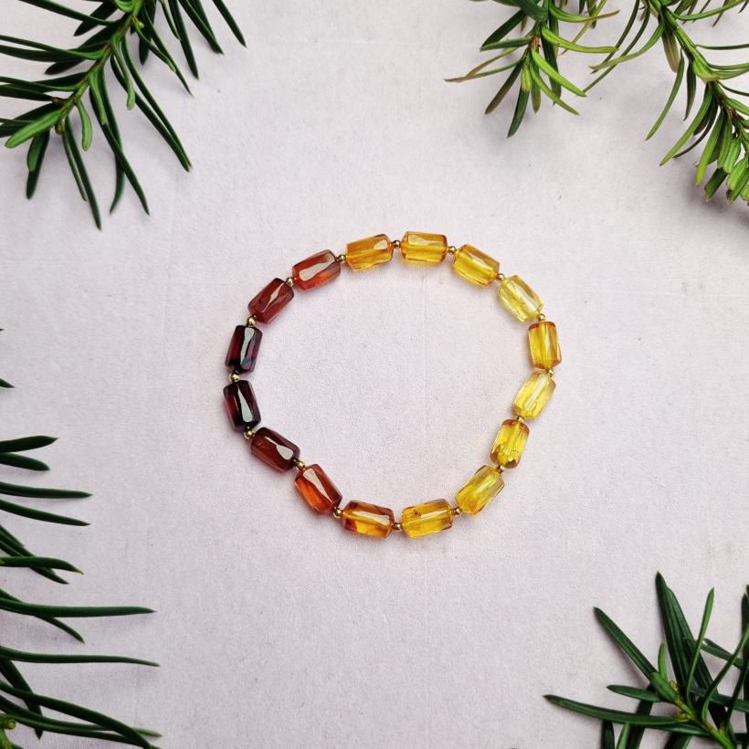Bursztynowa Bransoletka z Gradientem – Naturalny Bursztyn Bałtycki, Rękodzieło