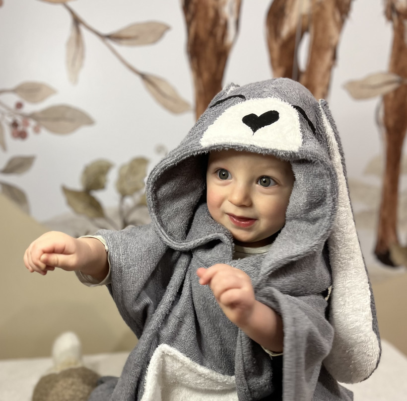 Ponczo dziecięce KRÓLICZEK szary