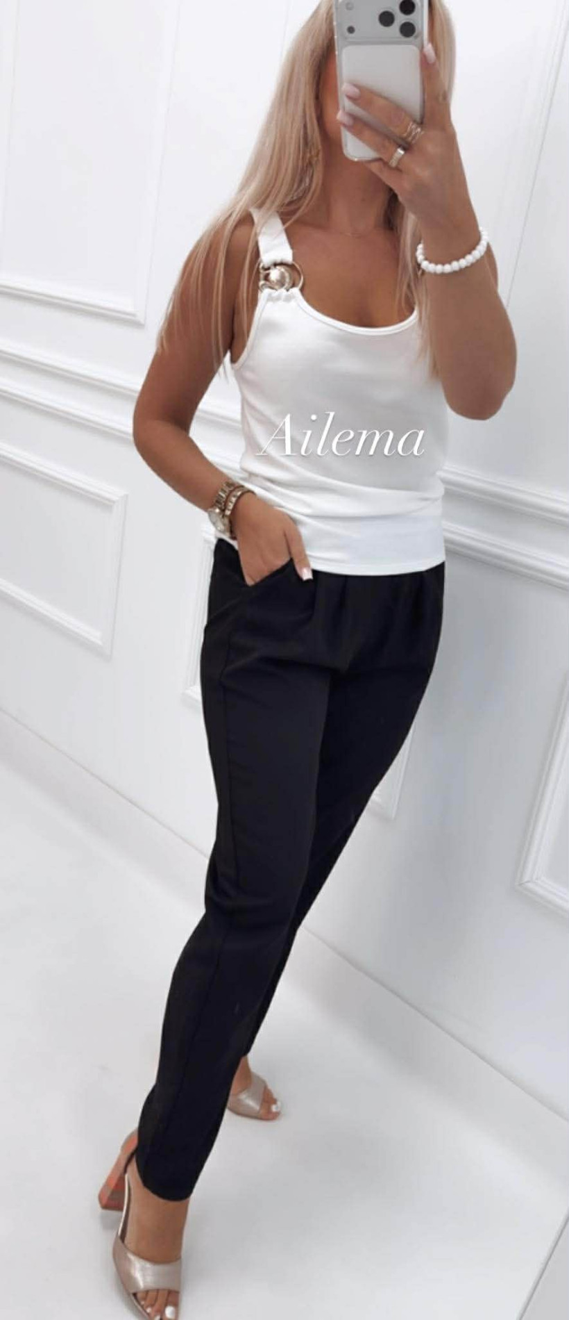 Eleganckie spodnie  E-9503  z gumą w pasie