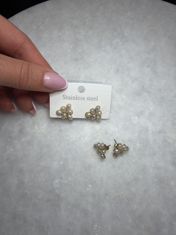 Kup perlowe kolczyki z 6 małymi oerełkami stal nierdzewna