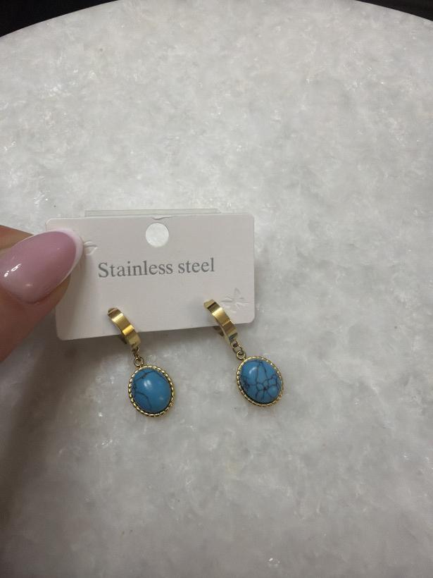 Kup jajko Kolczyki złoty z niebieskim kamieniem zapięci angielskie