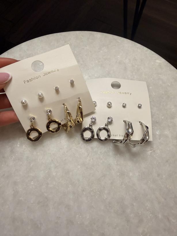 Kup 4w1 złoty/srebrny zestaw kolczyków 