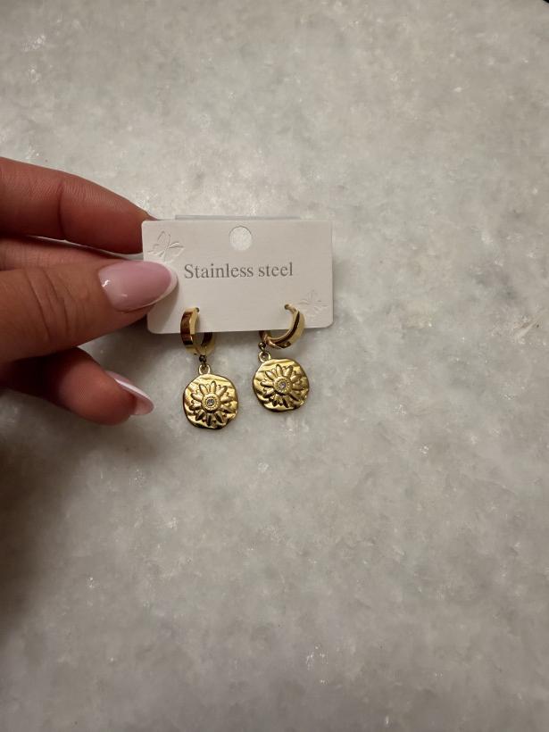 Kup stokrotki Kolczyki złote gniecione