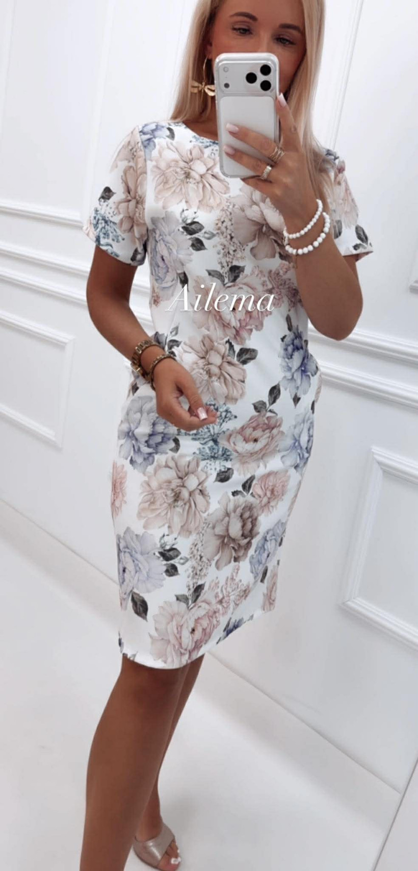 Sukienka MOON 82192 kwiecista z krótkim rękawkiem