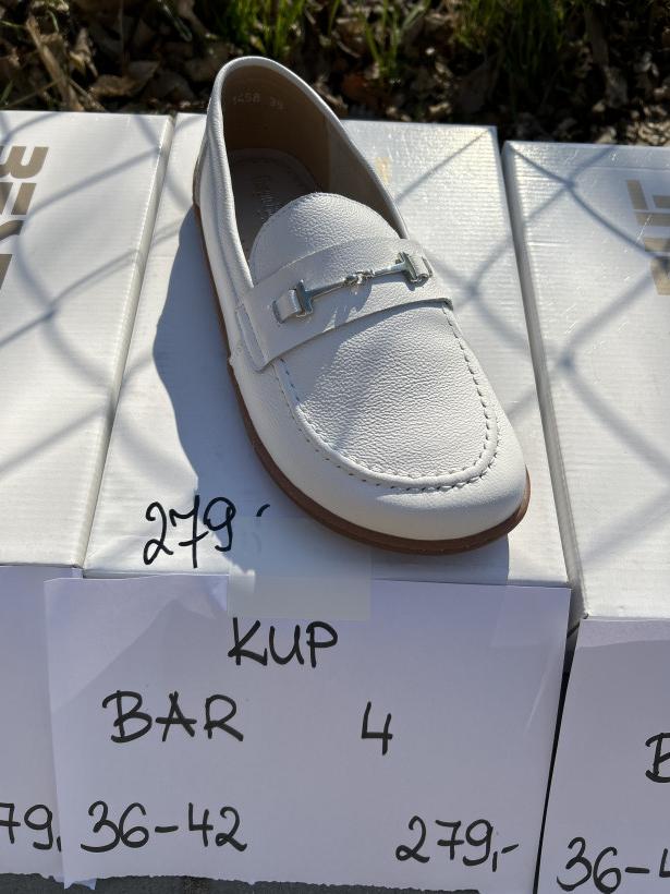 BAR 4 best but 1458 biały mokasyn z wędzidłem