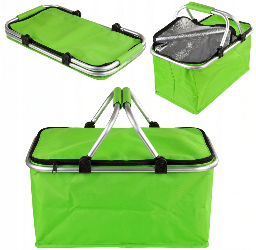 Składany Kosz Piknikowy z Izolacją Termiczną zielony