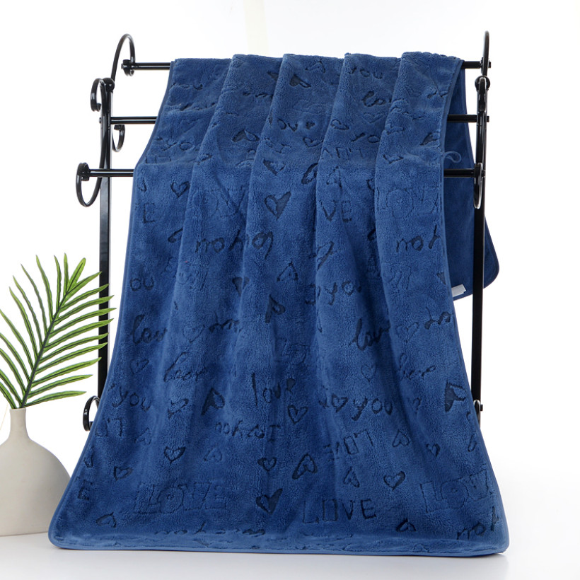 Ręcznik granatowy 50x100cm MIKROFIBRA 100% PK03 Love PRZYBRUDZONY