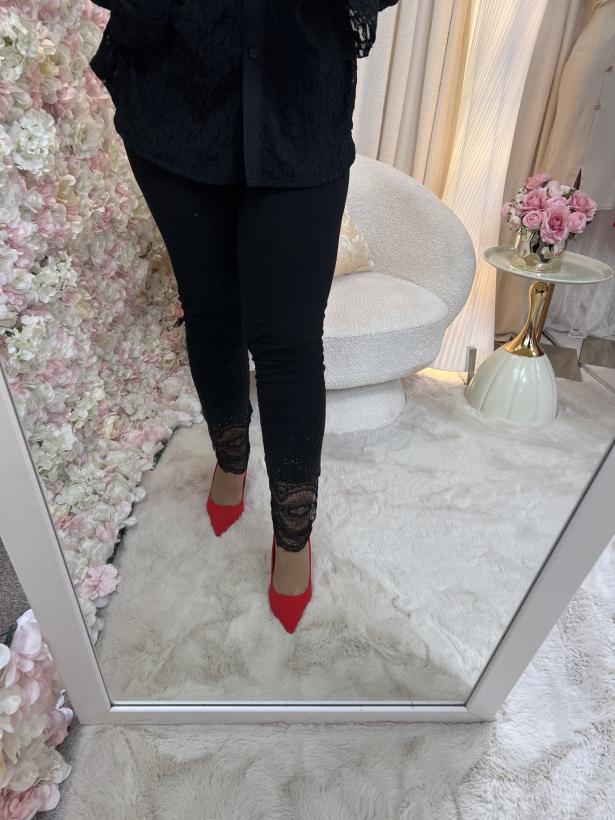 G117 Legginsy z koronkową nogawką Czarne