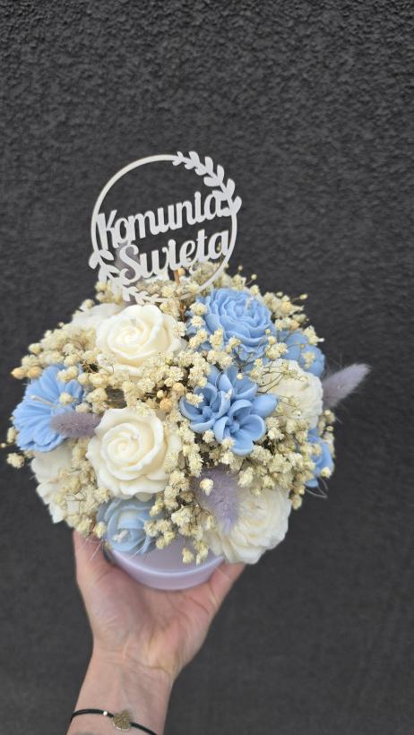 Box flowerbox komunia wesele urodziny podziękowanie świece sojowe