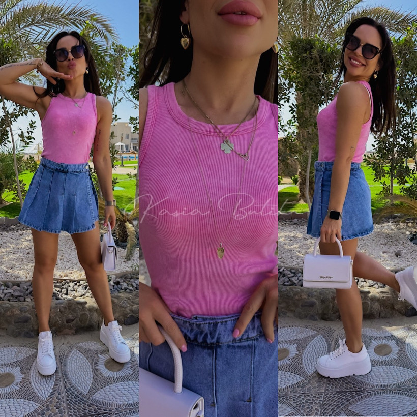 Top Bawełniany Pablo Różowy Melanż