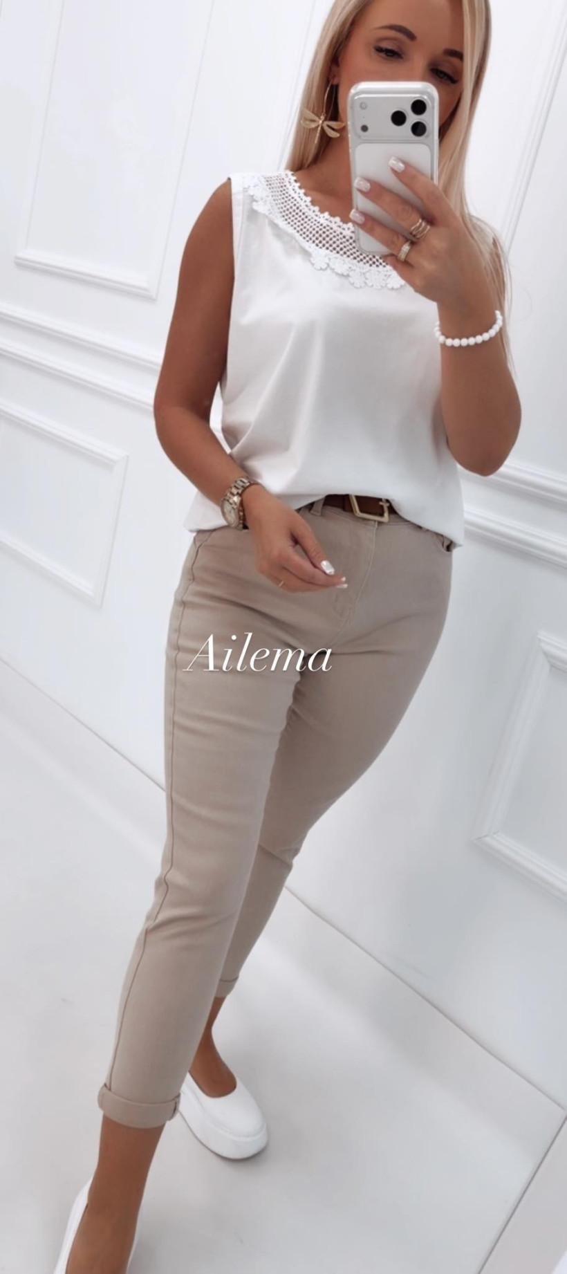  Jeansy piasek M.Sara  BF655-103 push up z paskiem 